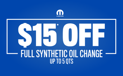 $15 Off Fully Synthetic Oil Change Up to 5 QTS