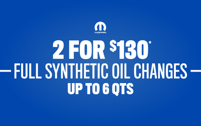 2 For $130* Fully Synthetic Oil Changes Up To 6QTS
